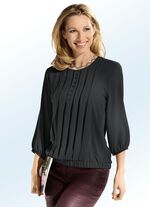 Tuniek met mooie sierlijke bies aan de voorkant in 4 kleuren ZWART