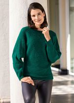 Trui met vleermuismouwen SMARAGDGROEN