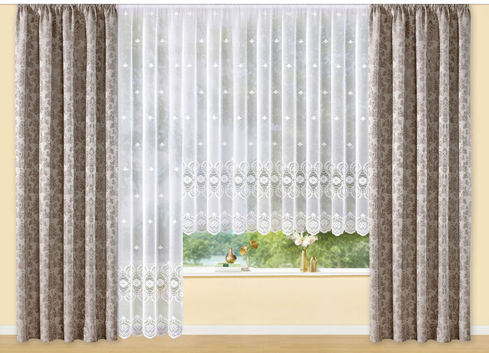 Lange venstervitrage met universele railband 