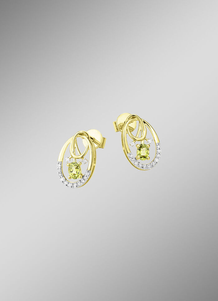 Oorbellen met diamanten en peridoot 
