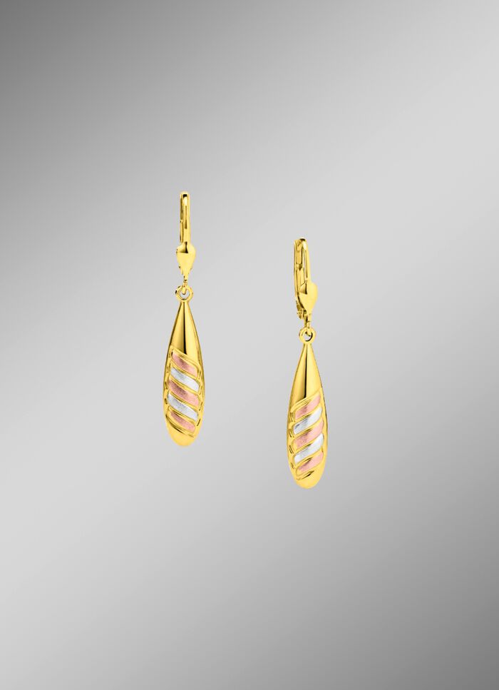 Satijnen oorbellen in driekleur 