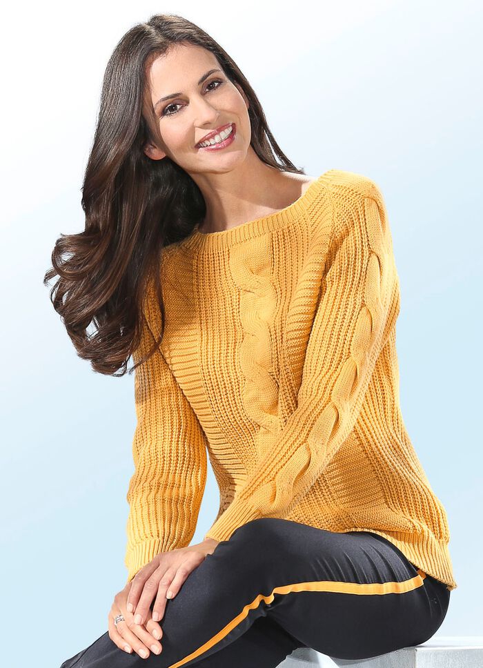 Trui met decoratief kabeldessin MESSING