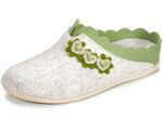 Laurina vilten pantoffels met slimme applicaties ECRU-GROEN