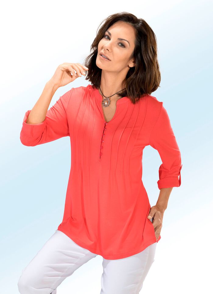 Shirttuniek met mooie bies in 4 kleuren LICHTGRIJS M.