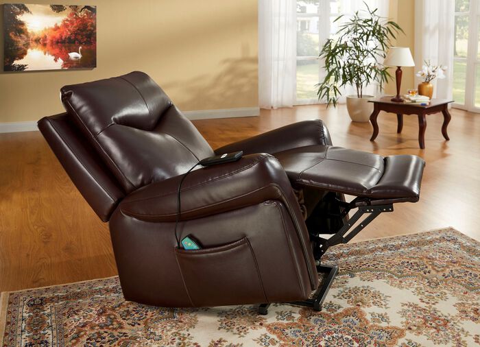 Comfortabele fauteuil gemaakt van kunstleer BRUIN