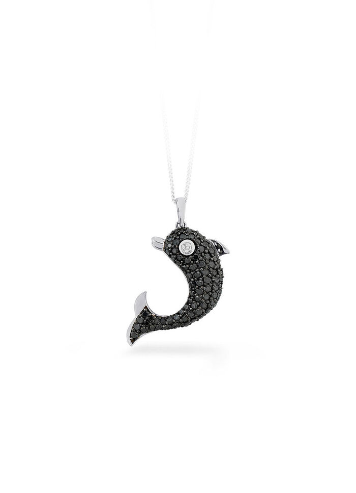 Dolfijnhanger met zwarte diamanten