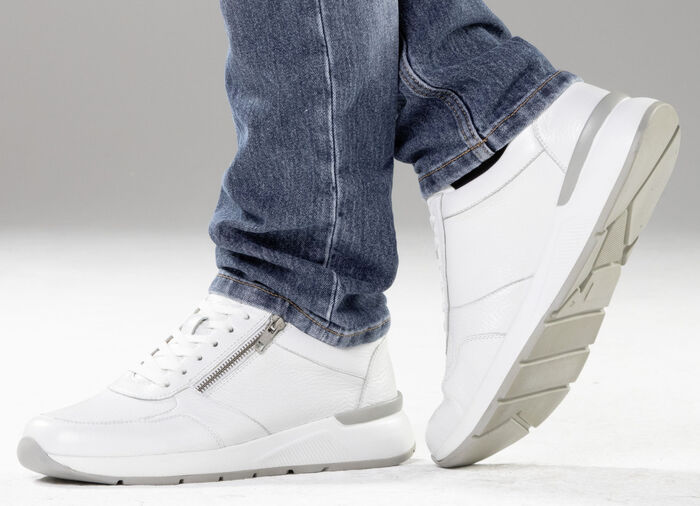 GINO GALANTE, klassieke herensneakers, met rits WIT