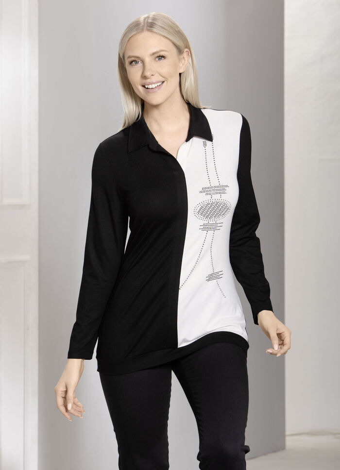 Poloshirt met effectieve bordversiering 