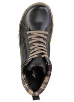 Veterlaarsje Andrea Conti met geruite textielboord ZWARTBRUIN