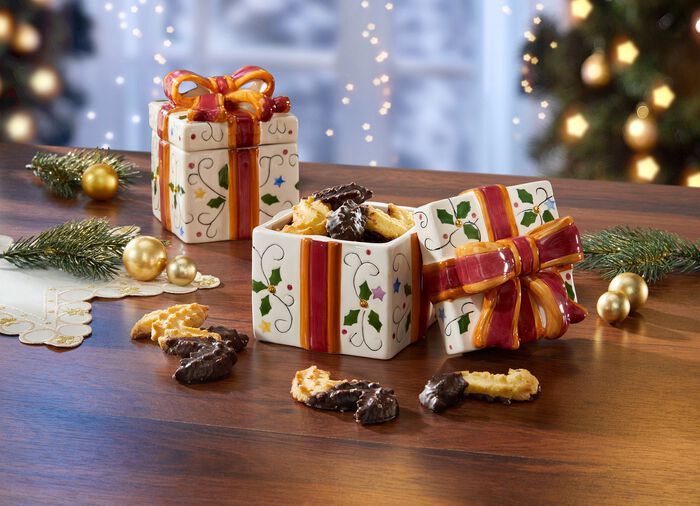 Fijne keramische pot met strik, set van 2 