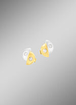 Satijnen oorbellen in bicolor met 4 diamanten 