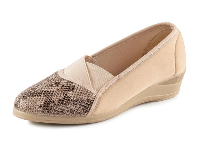 Slippers gemaakt van elastisch textielmateriaal BEIGE-BRAUN