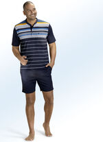 'Klima Komfort'-shortama, met knoopsluiting en garengeverfd dwarsstrependessin, van Hajo 