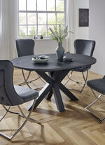 Ronde eettafel met uitschuifbaar blad ZWART KERAMIEK