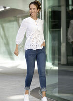 Elegante jeans in 7/8-lengte met mooie strass-versiering JEANSBLAUW