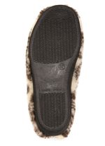 Warme damespantoffels met rits ECRU-BRUIN