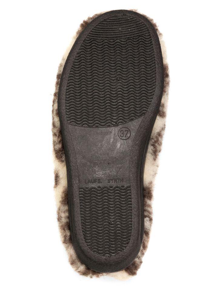 Warme damespantoffels met rits ECRU-BRUIN