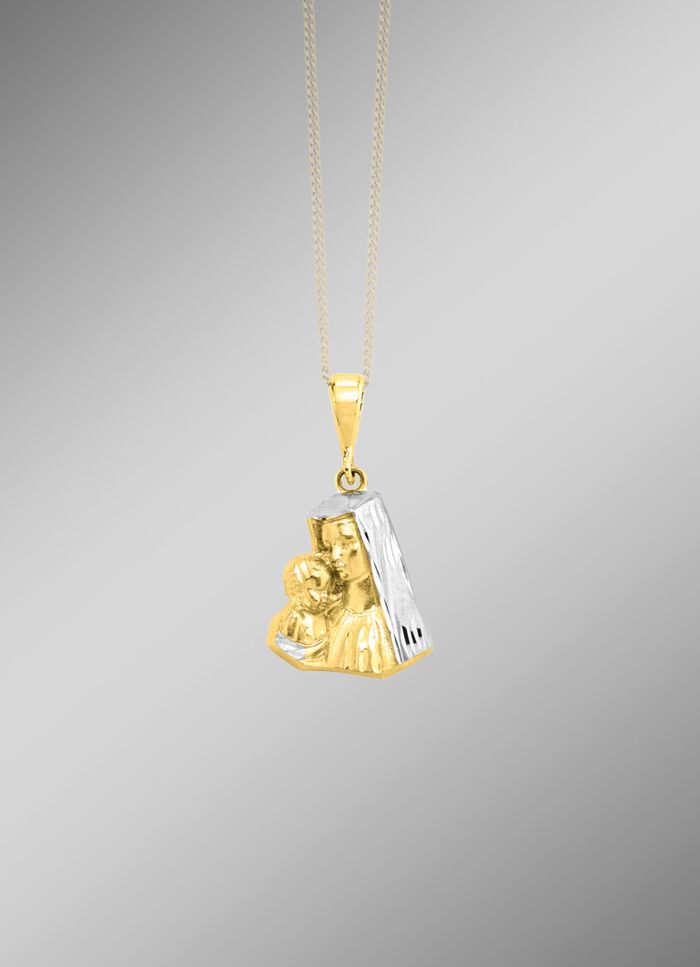 Hanger Heilige Maria en kindje Jezus in tweekleurig 