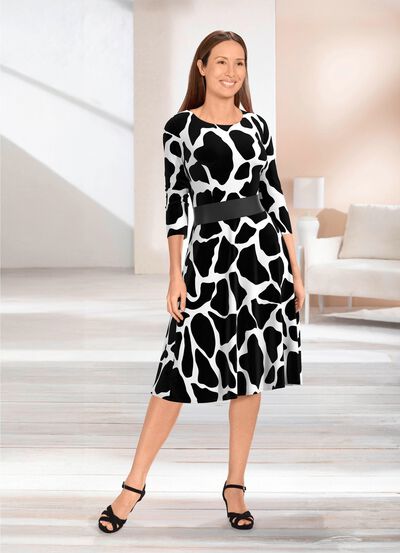 Jurk met brede kunstleren inzet 