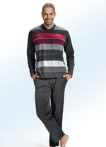 Hajo Klima Comfort-pyjama met V-hals en in de massa geverfde strepen 