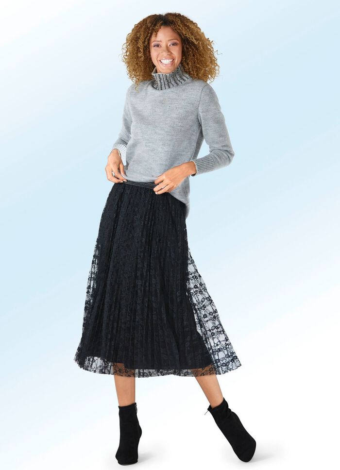 Plooirok in bloemenkant-look 