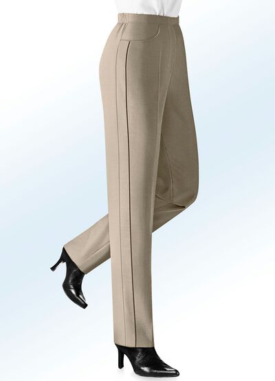 Broek met contrasterende decoratieve biezen 