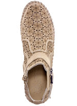 Gemini, zomer enkellaarsjes voor dames, breedte G, met uitneembaar voetbed TAUPE