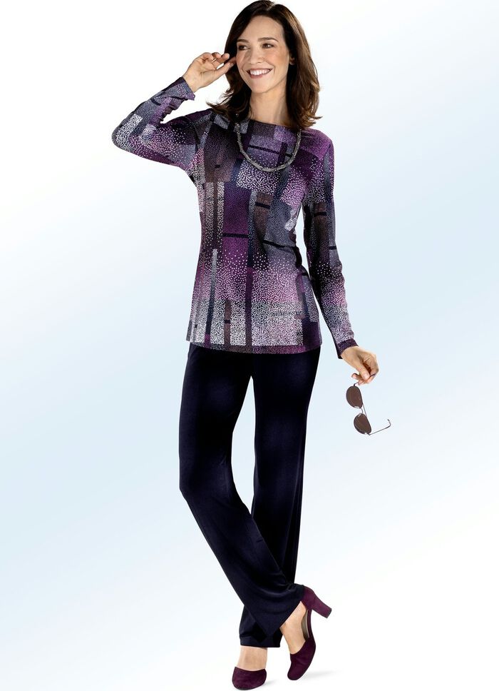 Shirt met briljante inkjetprint in 2 kleuren BESSEN-MEERKLEURIG