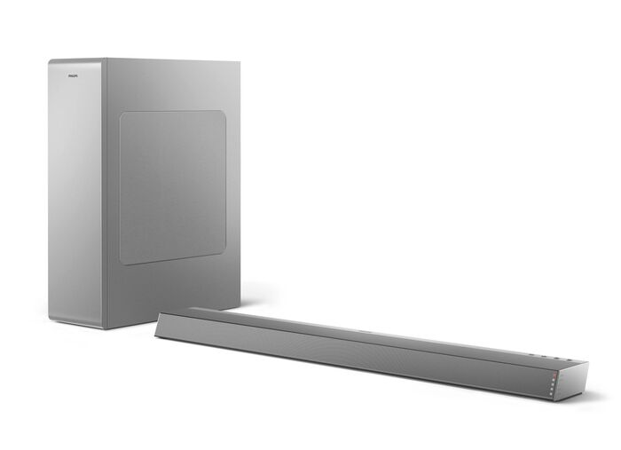 Philips 2.1 soundbar met draadloze subwoofer ZILVER