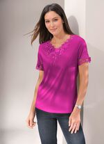 Shirt met bloemenkant in 5 kleuren 