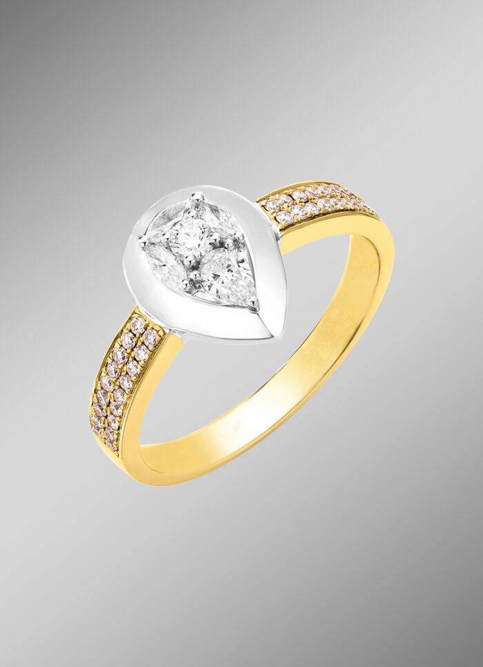 Damesring met diamanten en briljant geslepen diamanten 