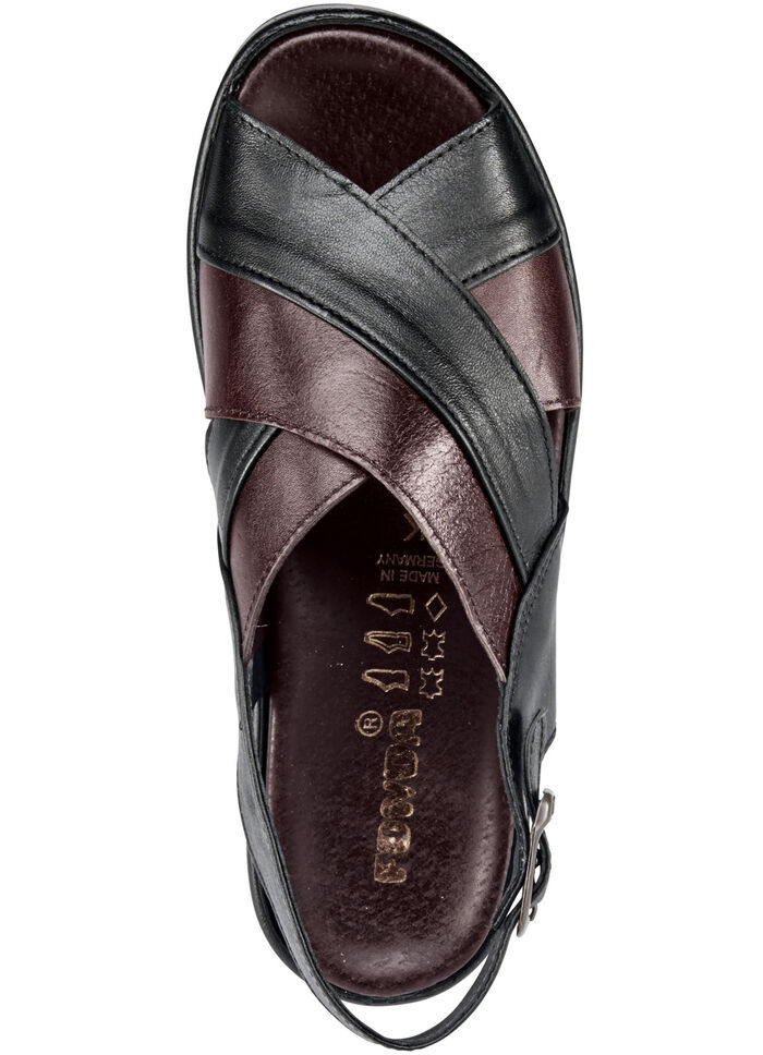 Sandaal met anatomisch gevormd leren voetbed ZWART-BORDEAUX