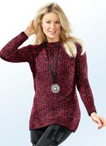 Trui van gemengd garen ZWART-KORAAL