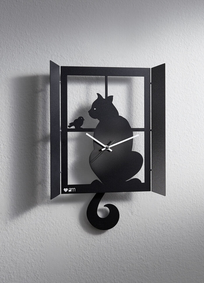 Originele wandklok met kattenmotief 