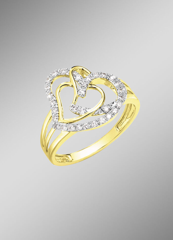 Hartvormige damesring met 68 diamanten 