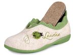 Laurina vilten pantoffels met fantasierijk borduurwerk ECRU-GROEN