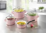 Emaille pottenset, 7-delig ROS&Eacute;
