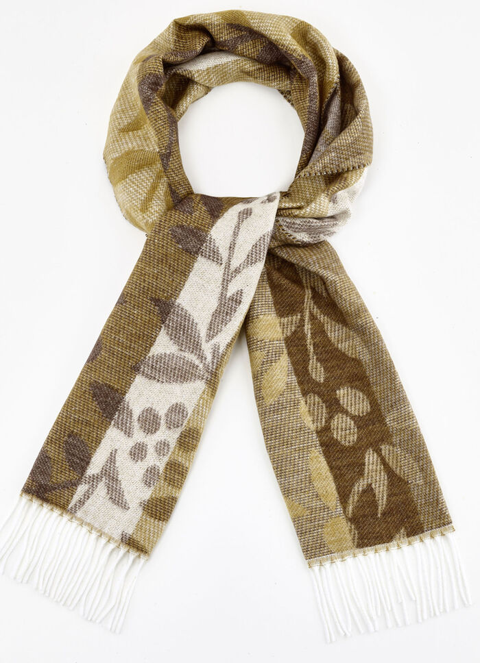 Sjaal met fantasiebloemen en bladeren 