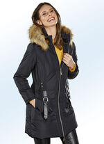 Lange jas met dubbel trekkoord in de taille 