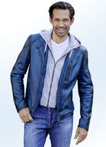 Korte lederen jas met afneembare sweat-inzet 