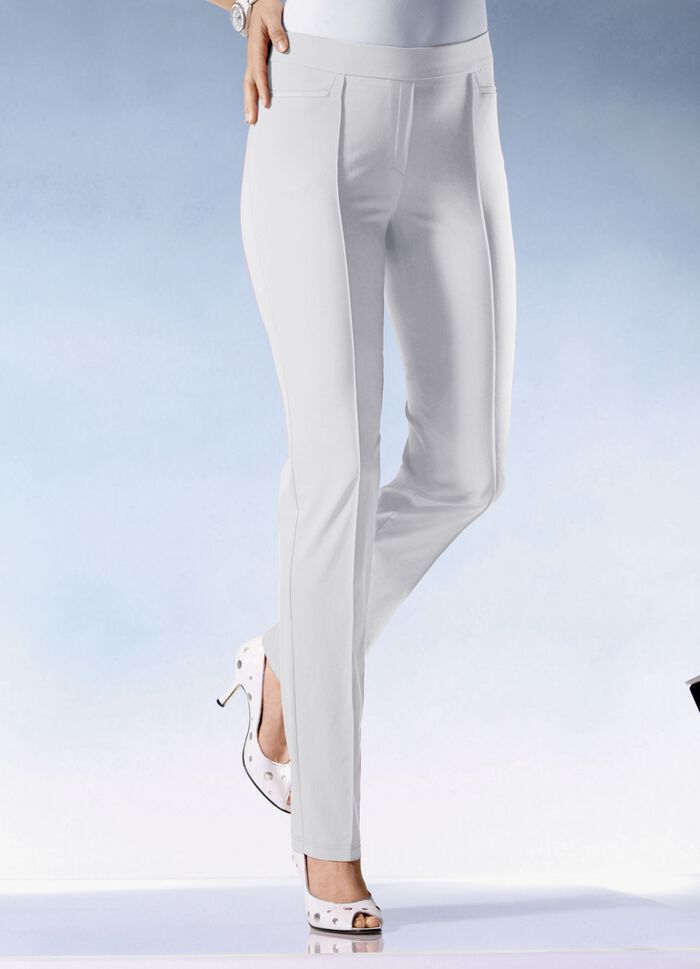 Broek met smalle zoom in 15 kleuren ECRU