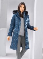 Jas met figuurflatterend quiltwerk in de lengte AZUURBLAUW