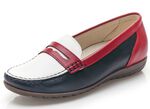 Waldl&auml;ufer mocassinpantoffels met uitneembaar leren voetbed BLAUW-WIT-ROOD