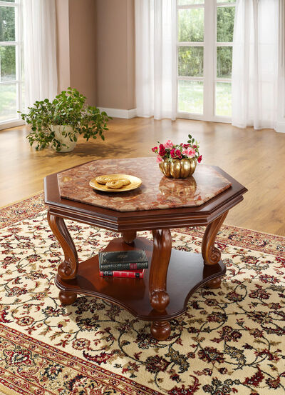 Gedeeltelijk massieve salontafel met achthoekig tafelblad 