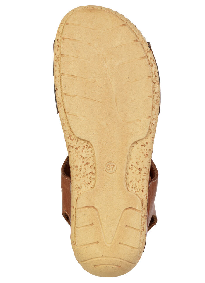 Gemini, zomerse damessandalen, breedte G, gemaakt van leer COGNAC