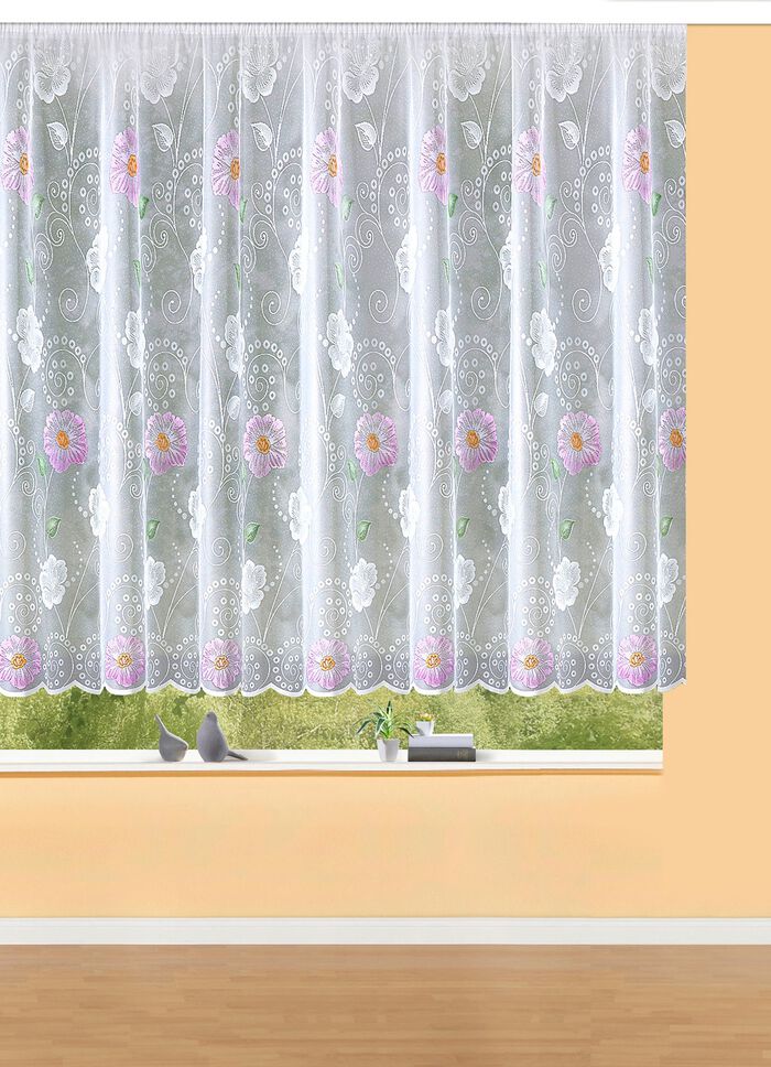 Bloemenraamrolgordijn met universeel raillint FLIEDER