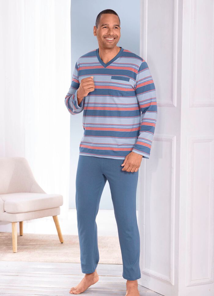 Tweepak pyjama's met V-hals en borstzakje 