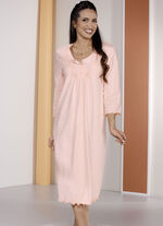 Nachtjapon met knoopsluiting en kant en 3/4-mouwen 