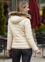 Kort leren jack met afneembare capuchon 