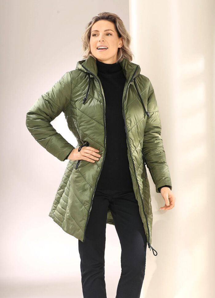 Korte mantel met 2-wegrits KAKI